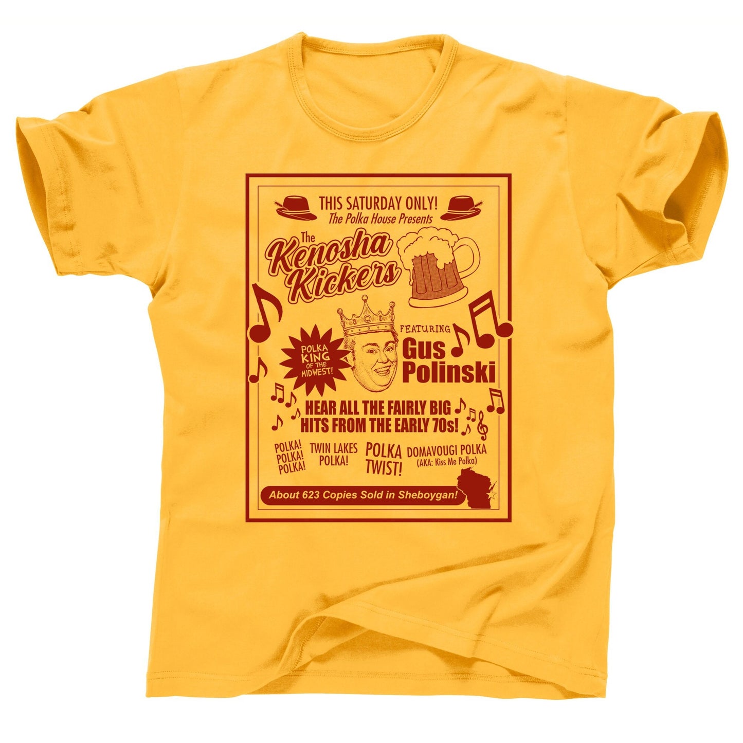 Kenosha Kickers Gus Polinski Polka King of the midwest Sheboygan Wisconsin John Candy Hughes Chicago Home Alone 2 vintage cotton tee t shirt