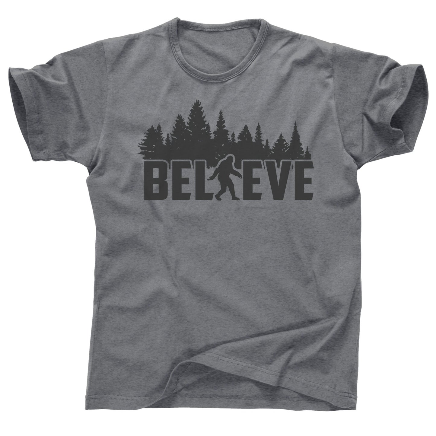 Believe in Bigfoot Big Foot feet sasquatch hunters loch ness monster chimera kraken minotaur banshee ancient aliens UFOs T Rex tee t shirt