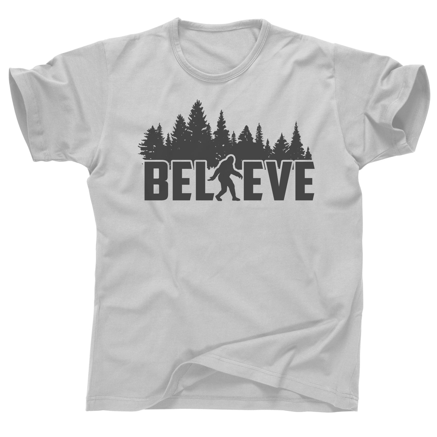 Believe in Bigfoot Big Foot feet sasquatch hunters loch ness monster chimera kraken minotaur banshee ancient aliens UFOs T Rex tee t shirt