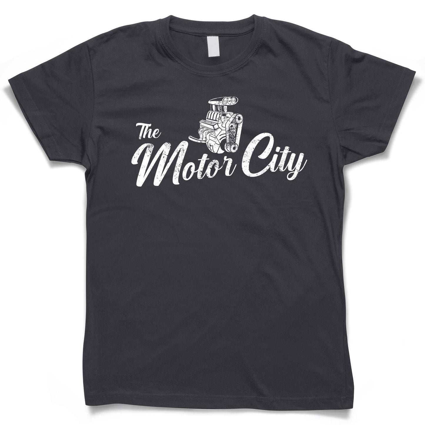 Detroit Motor City MI Michigan auto workers united union northern factory blue collar American made USA crew neck short sleeve tee t shirt